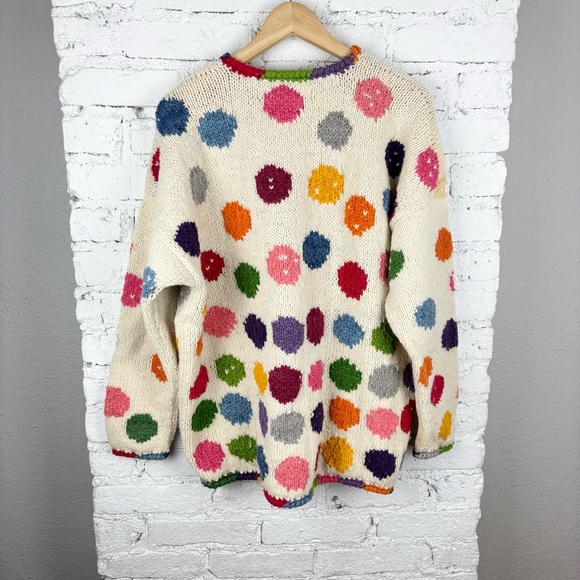 Vintage 90’s Amano Handknitted Ceramic Button Wool Sweater - Picture 6 of 7